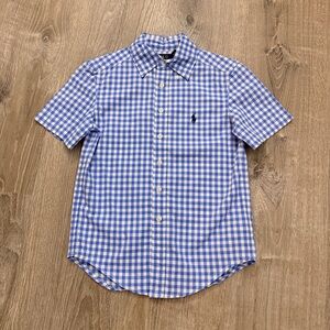 Ralph Lauren Blue & White Gingham Short Sleeve Button-Down Shirt